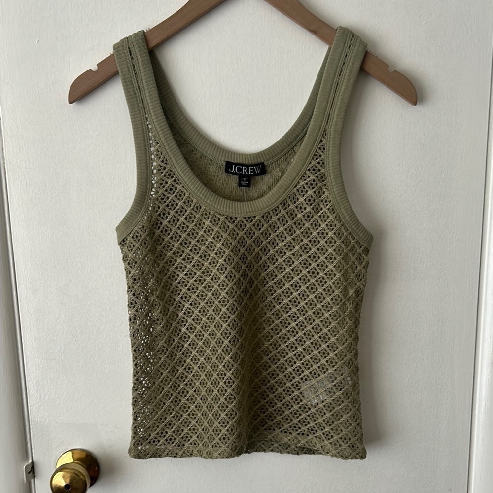 J. Crew Green Crotchet Tank Top
